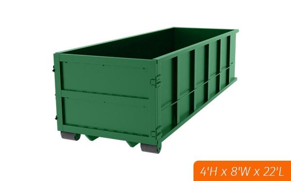 the rental period for the 20 yard dumpsters varies depending on your needs, from a few days to several weeks